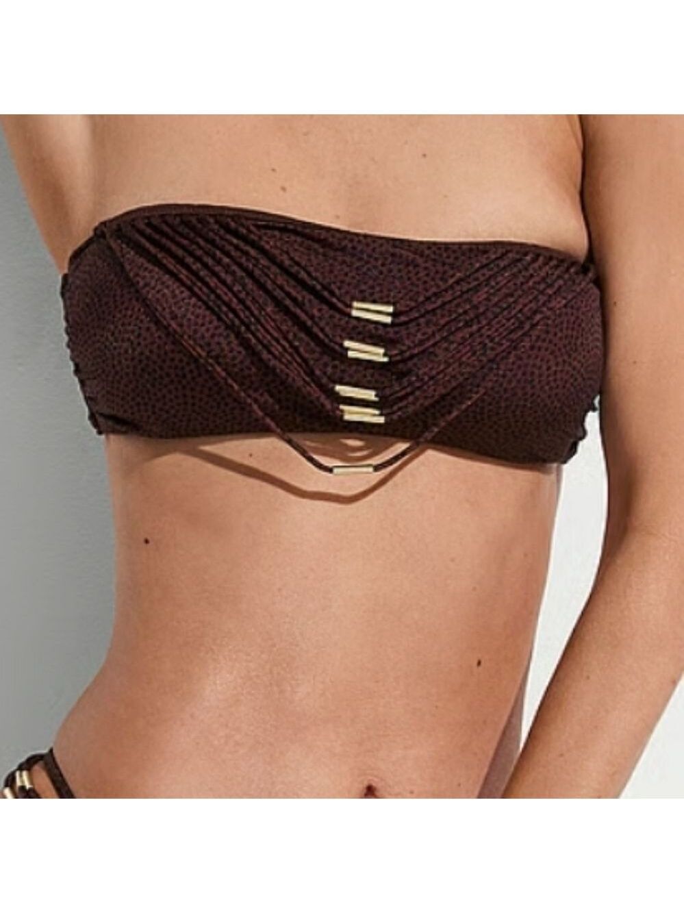 3166 NWT Victoria's Secret Swim Archives Strappy Hardware Bandeau Bikini Top XL